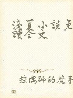 浅夏小说免费阅读全文