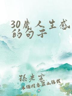 30岁人生感悟的句子