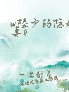 w陆少的隐婚罪妻》