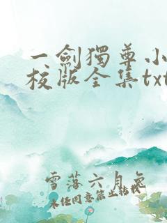 一剑独尊小说精校版全集txt