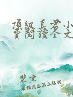 顶级真君小说免费阅读全文