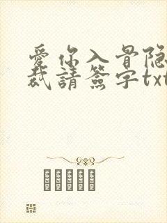 爱你入骨隐婚总裁请签字txt下载