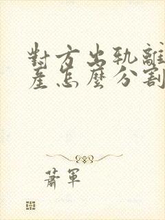 对方出轨离婚财产怎么分割