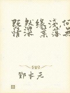 既然缘浅,何惧情深 叶落无心