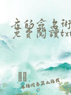 夜的命名术小说免费阅读txt下载
