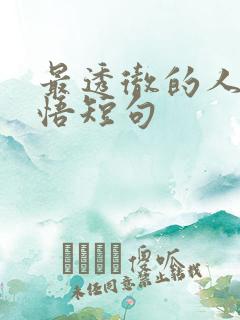 最透彻的人生感悟短句