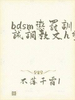 bdsm惩罚训诫调教文h双性