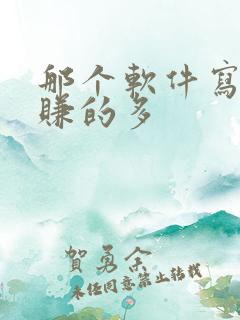 那个软件写小说赚的多