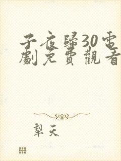 子夜归30电视剧免费观看全集高清