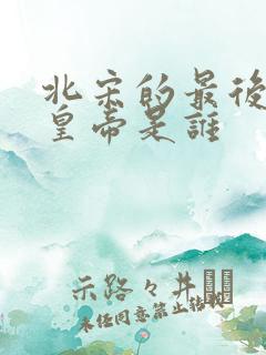 北宋的最后一个皇帝是谁