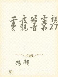 子夜归电视剧免费观看第27集