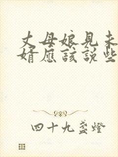 丈母娘见未来女婿应该说些什么