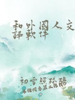 和外国人交流翻译软件