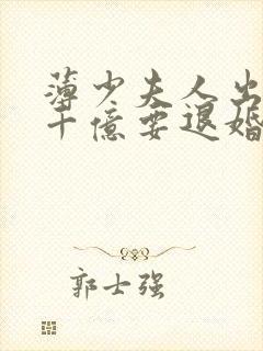 薄少夫人出价一千亿要退婚