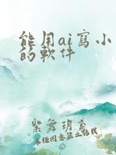 能用ai写小说的软件