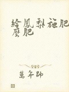 给凤梨施肥用什么肥