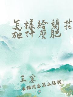 怎样给兰花施肥施什么肥