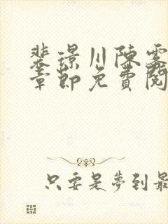 裴璟川陈雾最新章节免费阅读全文