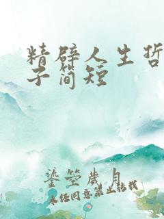 精辟人生哲理句子简短