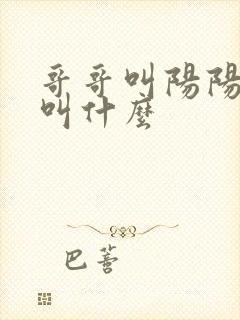 哥哥叫阳阳弟弟叫什么