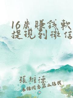 16岁赚钱软件提现到微信的