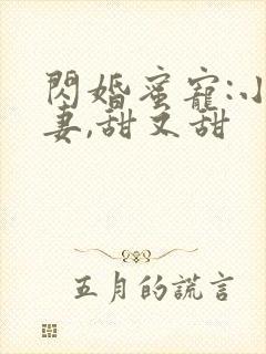 闪婚蜜宠:小娇妻,甜又甜