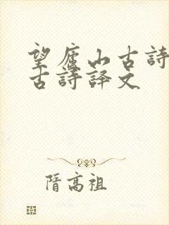 望庐山古诗瀑布古诗译文