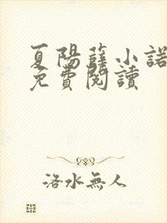 夏阳薛小诺小说免费阅读