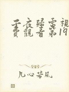 子夜归电视剧免费观看第19集