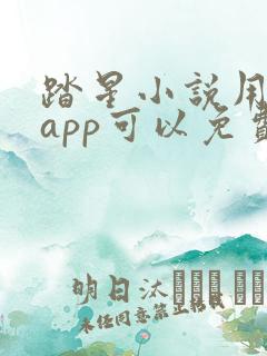 踏星小说用什么app可以免费