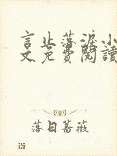 言止落泪小说全文免费阅读