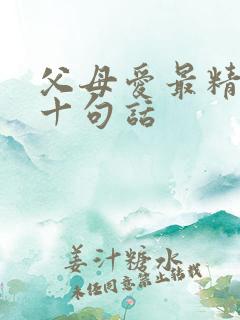 父母爱最精辟的十句话