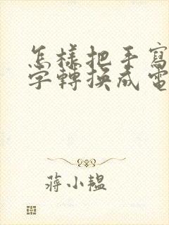 怎样把手写的文字转换成电子版的