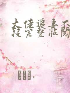 大佬追妻不择手段完整版阅读