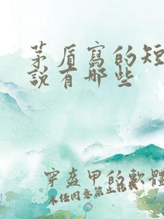 茅盾写的短篇小说有哪些 茅盾写的短篇小说有哪些