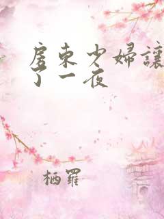 房东少妇让我爽了一夜