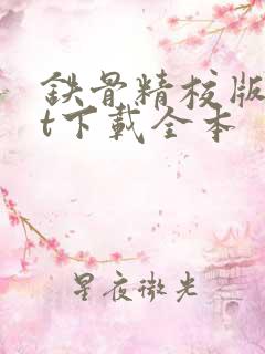 铁骨精校版txt下载全本