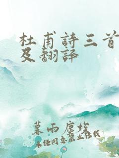 杜甫诗三首原文及翻译