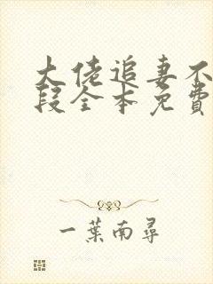 大佬追妻不择手段全本免费阅读