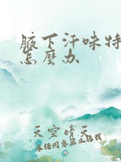 腋下汗味特别重怎么办