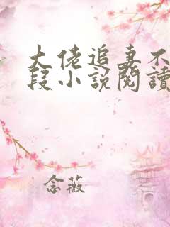 大佬追妻不择手段小说阅读无弹窗