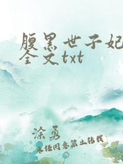 腹黑世子妃日常全文txt