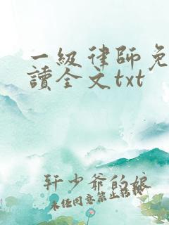 一级律师免费阅读全文txt