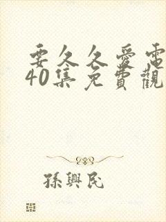 要久久爱电视剧40集免费观看完整版
