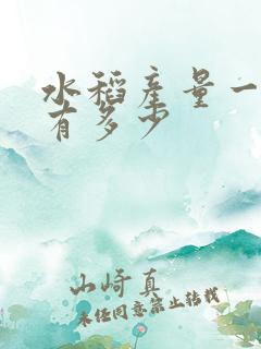 水稻产量一亩能有多少