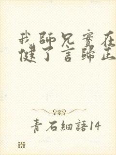 我师兄实在太稳健了言归正传小说完结