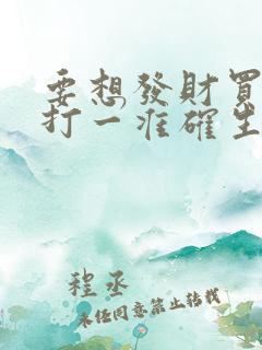 要想发财买三六打一准确生肖