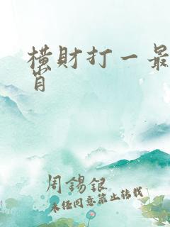 横财打一最佳生肖
