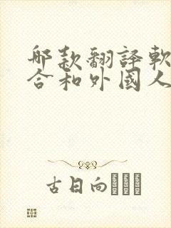 哪款翻译软件适合和外国人聊天