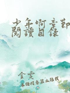 少年啊章节全文阅读目录
